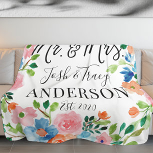 Wedding Gift For Couple, Customized Mr And Mrs Fleece Blanket