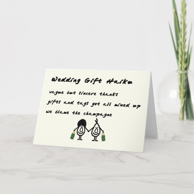 Wedding Gift Haiku - a funny thank you poem (Front)