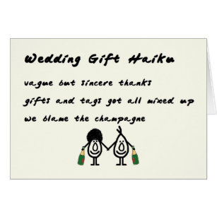 Thank You Verses For Wedding Gifts Choice Image Decoration Sincere Poems Gifts On Zazzle Wedding Gift Haiku A Funny Thank You Poem Card Therapyboxfo