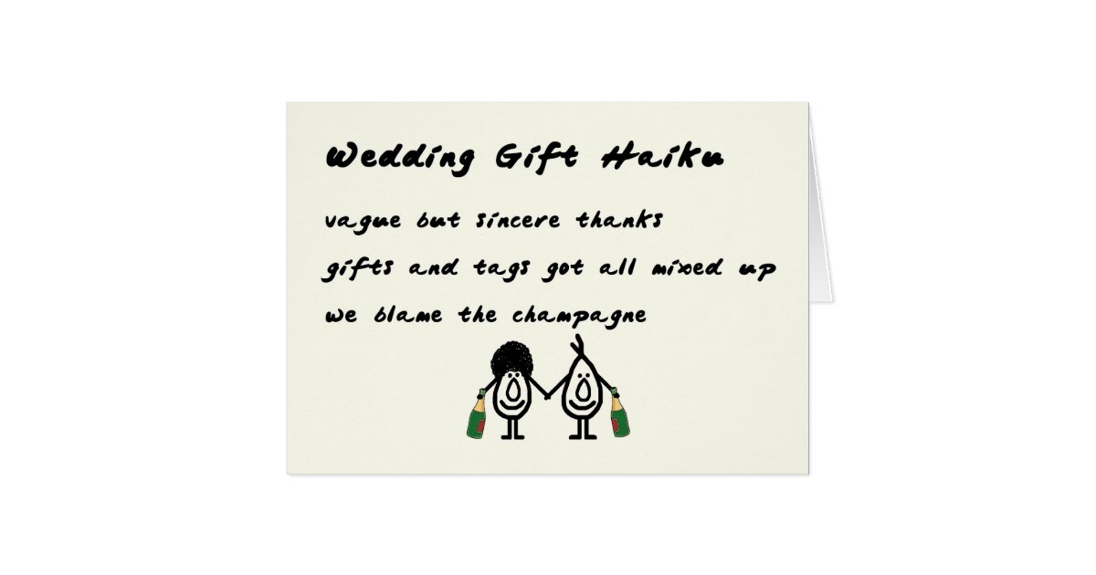Wedding Poems For Cards Funny Ideas 2018 Wedding Gift Haiku A Funny Thank You Poem Card Zazzle