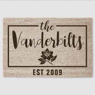 Wedding Gift Last Name Monogram Housewarming Fiber Doormat