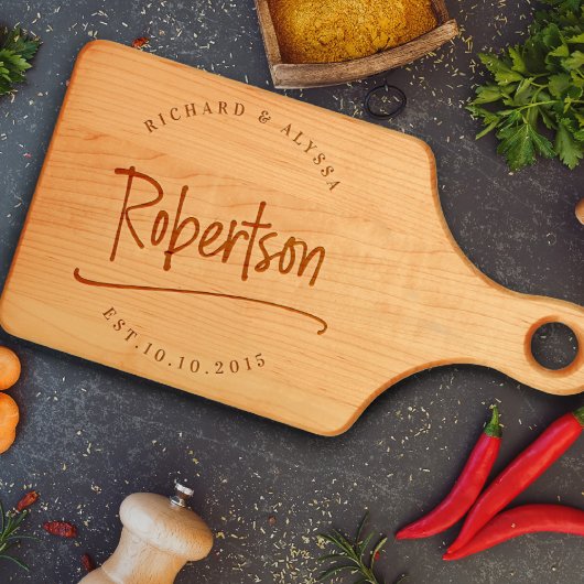 Wedding Gift Maple Engraved Paddle Cutting Board  (Top)