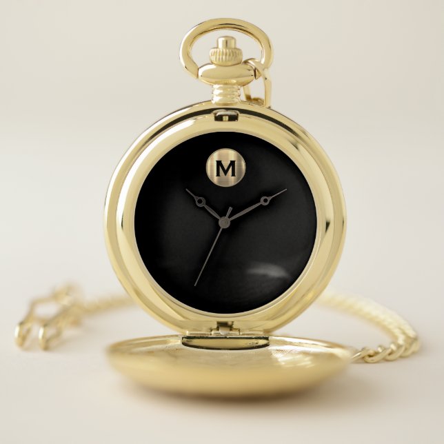 Wedding Gift Minimal Gold Monogram Pocket Watch (Inside)