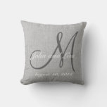 Wedding Gift Monogram Custom Faux Linen Pillow at Zazzle