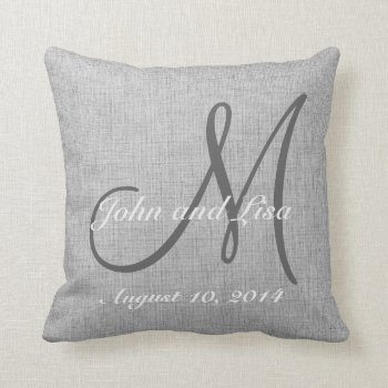 Wedding Gift Monogram Custom Faux Linen Pillow by TossandThrow at Zazzle