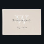 Wedding Gift Monogram Script Rustic Chic Laminated Placemat<br><div class="desc">Wedding Gift, Newlyweds Gift Monogram Script Rustic Chic Laminated Placemat. Wipe clean with a damp cloth, so practical, and print on the front and the back of the placemat. Personalized white monogram design with the newlywed bride and groom's last name and date established in charcoal gray lettering on a rich...</div>