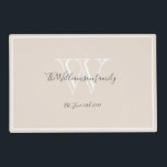 Wedding Gift Monogram Script Rustic Chic Laminated Placemat<br><div class="desc">Wedding Gift, Newlyweds Gift Monogram Script Rustic Chic Laminated Placemat. Wipe clean with a damp cloth, so practical, and print on the front and the back of the placemat. Personalized white monogram design with the newlywed bride and groom's last name and date established in charcoal gray lettering on a rich...</div>