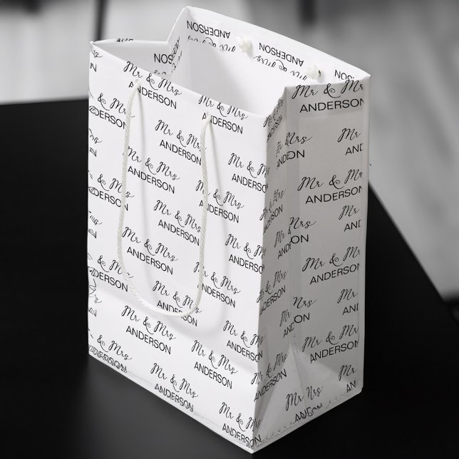 Wedding gift Mr and Mrs personalized name Medium Gift Bag (Wedding gift Mr and Mrs personalized name Medium Gift Bag)