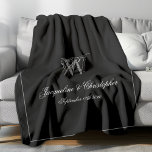 Wedding Gift Newlywed Couple Keepsake Monogram  Fleece Blanket<br><div class="desc">Wedding Gift Newlywed Couple Keepsake Monogram Fleece Blanket. Personalized black and faux silver-gray monogrammed Fleece Blanket. Classic romantic script for the initial, the names of the bride and groom, and the wedding date on a simple elegant minimalist black background. A perfect gift idea for a wedding gift, or a gift...</div>