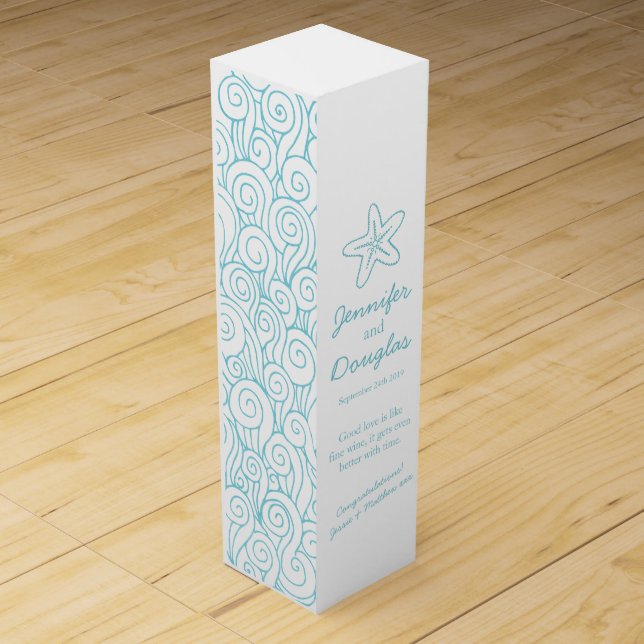 Wedding gift personalized starfish sea wine box (Front)