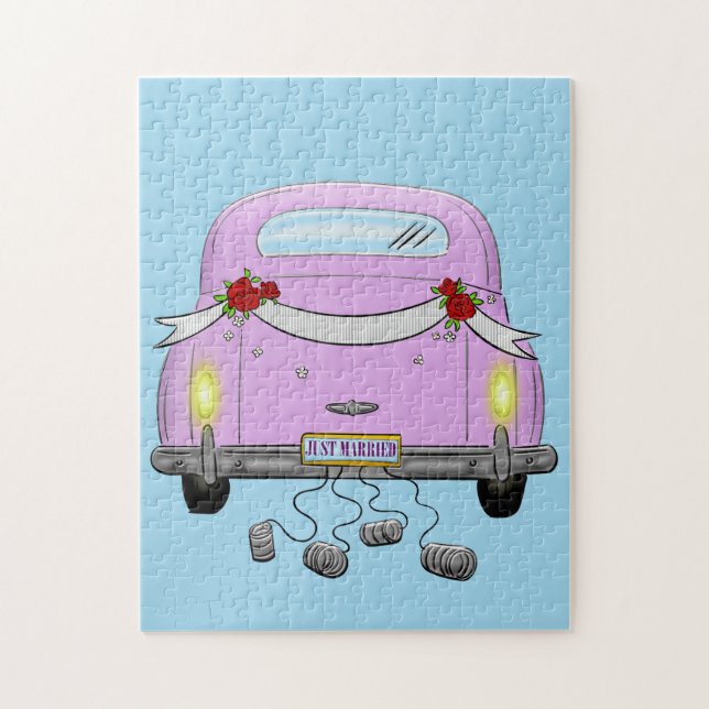 WEDDING GIFT PUZZLE, JUST MARRIED CAR JIGSAW PUZZLE (Vertical)