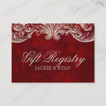 Wedding Gift Registration Card Antique Roses Red by WeddingShop88 at Zazzle
