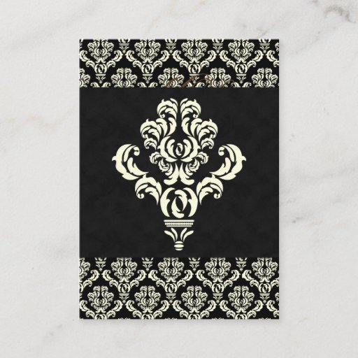 Customizable Wedding Gift Registration Card Damask Black Cream Business Card