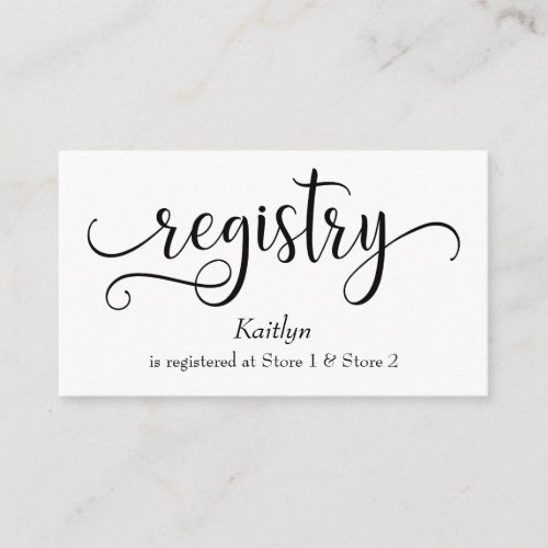 Wedding Gift Registry Cards w Elaborate Script