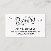 Wedding Gift Registry Cards w/ Elegant Script