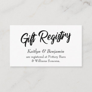 Wedding Gift Registry Cards w/ Handwriting Script