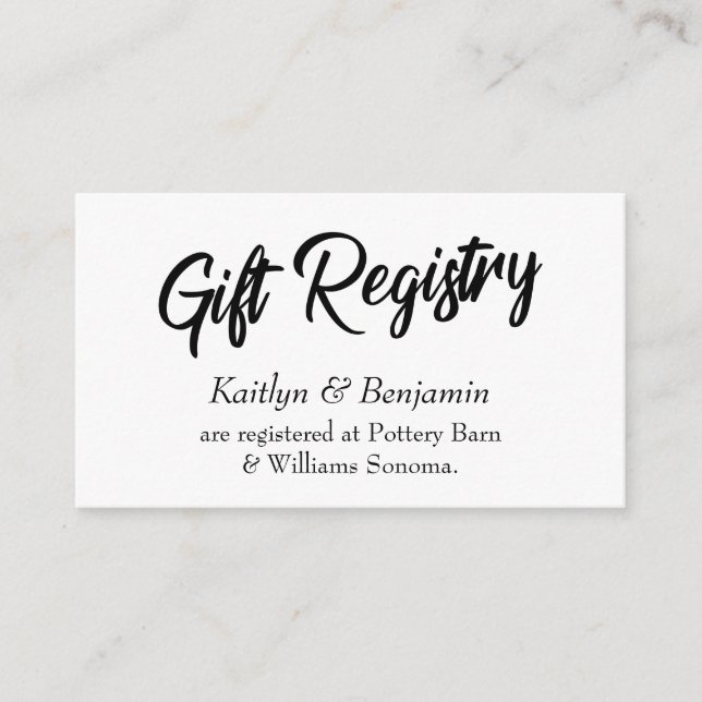 Wedding Gift Registry Cards w/ Handwriting Script (Front)