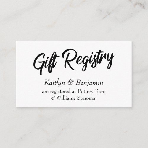 Wedding Gift Registry Cards w Handwriting Script