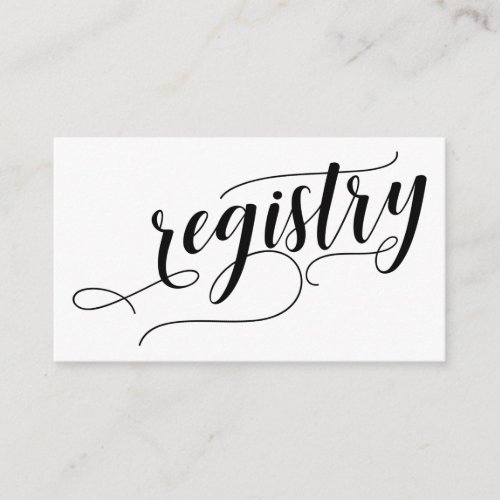 Wedding Gift Registry Elegant Script Typography Enclosure Card