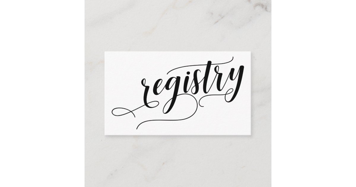Wedding Gift Registry, Elegant Script Typography Enclosure Card Zazzle