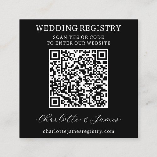 Wedding Gift Registry QR Code Black  White Photo Enclosure Card