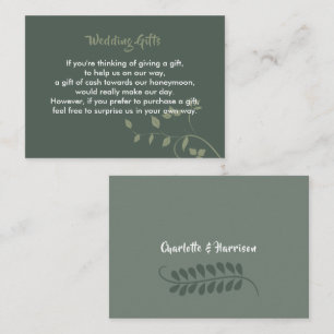 Wedding Gift Request Honeymoon Money Personalized Enclosure Card