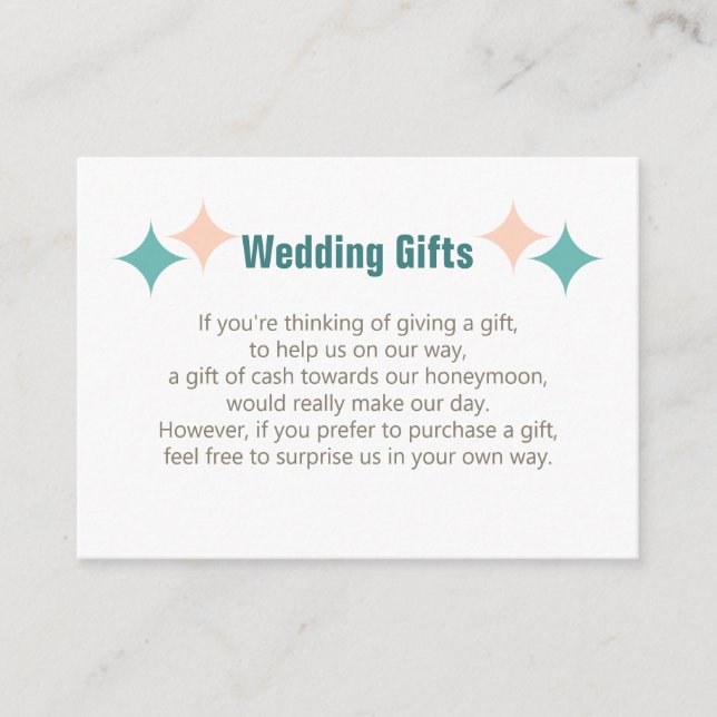 Wedding Gift Request Honeymoon Money Personalized  Enclosure Card (Front)