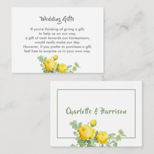Wedding Gift Request Honeymoon Money Personalized  Enclosure Card (Front/Back)