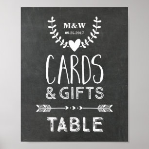 Wedding Gift Table Sign Chalkboard Hearts Arrows