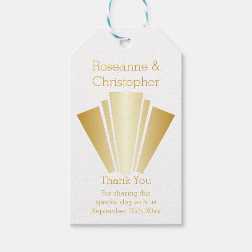 Wedding Gift Tag Gold Art Deco Design