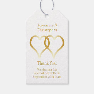 Wedding Gift Tag Gold Hearts