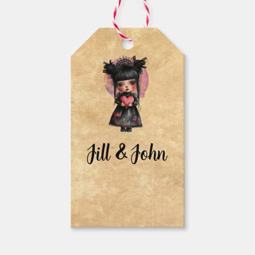 Wedding Gift Tag Gothic Little Girl Heart