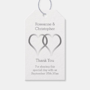 Wedding Gift Tag Silver Hearts