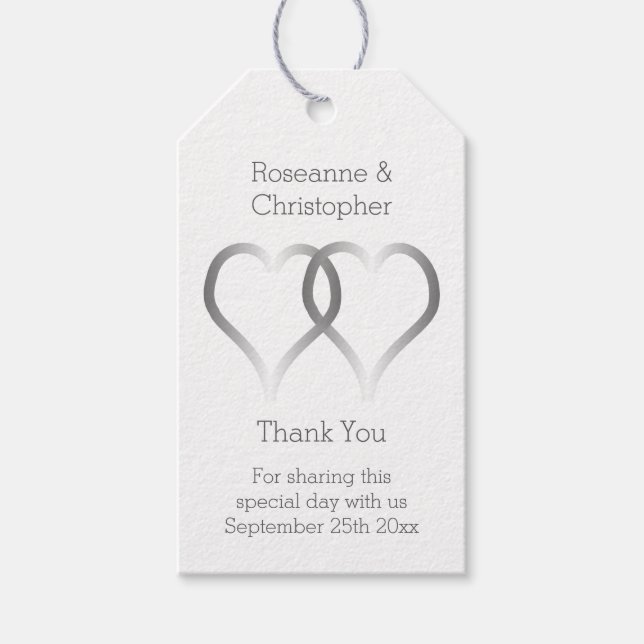 Wedding Gift Tag Silver Hearts (Front)