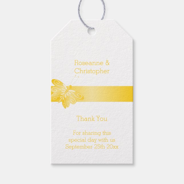 Wedding Gift Tags Yellow Butterfly (Front)