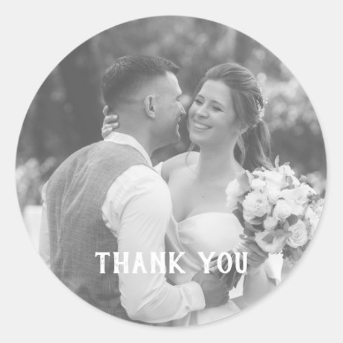 Wedding Gift Thank You Black And White Photo  Classic Round Sticker