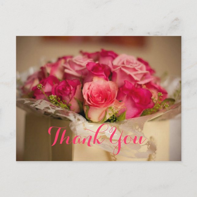 Wedding Gift Thank You  Pink Floral Bouquet Postcard (Front)
