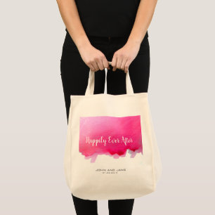 Wedding gift tote happily ever after pink art