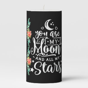 Wedding Gift You Are My Moon And All Stars Pillar Candle