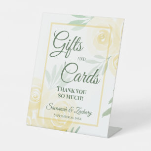 Wedding Gifts & Cards Butter Yellow Boho Roses Pedestal Sign