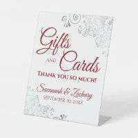 Wedding Gifts & Cards Silver Frills Red on White