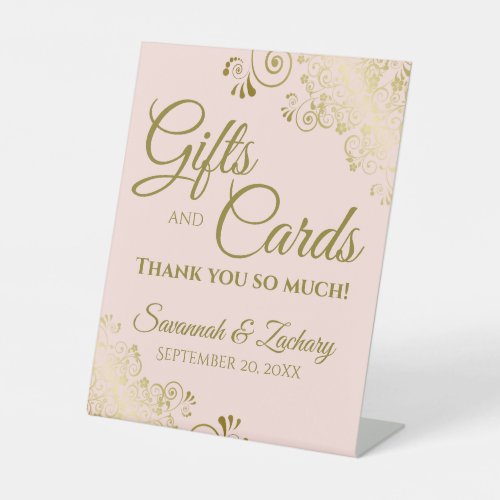 Wedding Gifts  Cards Thank You Blush Pink  Gold Pedestal Sign