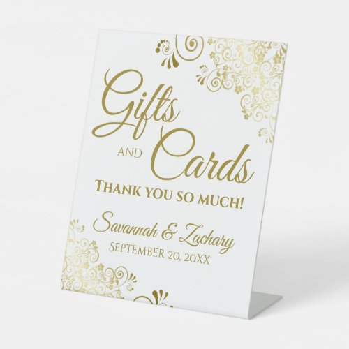 Wedding Gifts  Cards Thank You Gold  White Pedestal Sign