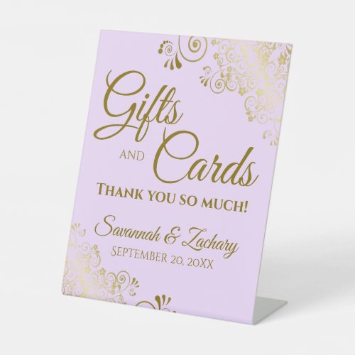 Wedding Gifts  Cards Thank You Lilac Purple Gold Pedestal Sign