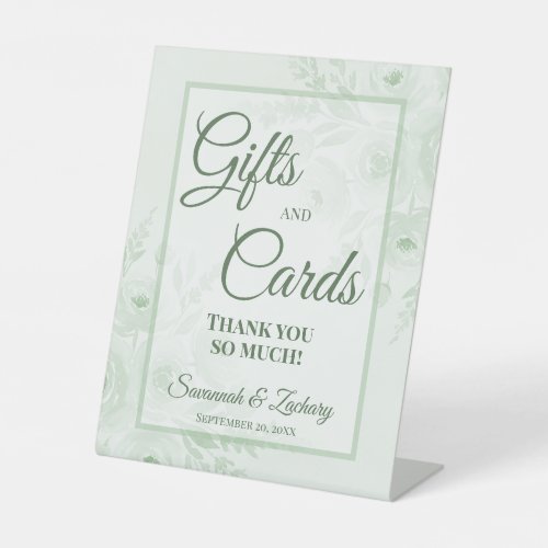 Wedding Gifts & Cards Thank You Sage Green Peonies Pedestal Sign