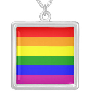 Wedding Gifts/Gay Pride Raibow Silver Plated Necklace
