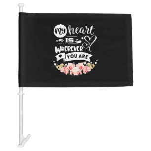 Wedding Gifts My Heart Wherever You Are Car Flag