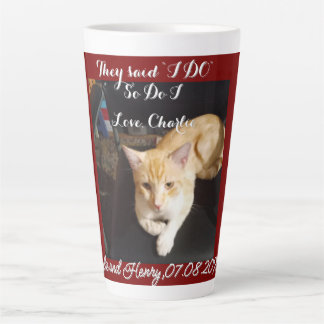 Wedding Ginger Cat Photo Text Customize Latte Mug
