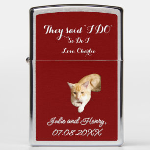 Wedding Ginger Cat Photo Text Customize Zippo Lighter