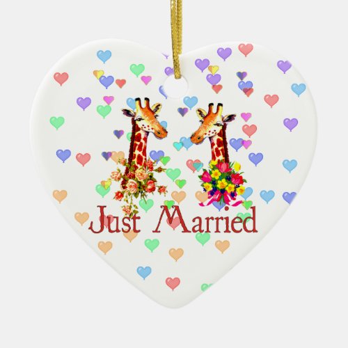 Wedding Giraffes Ceramic Ornament